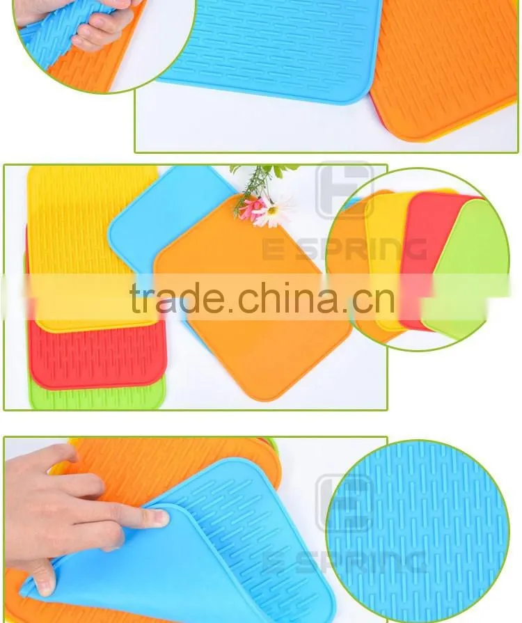 Heat resistant silicone dish drying mat silicone pot holder