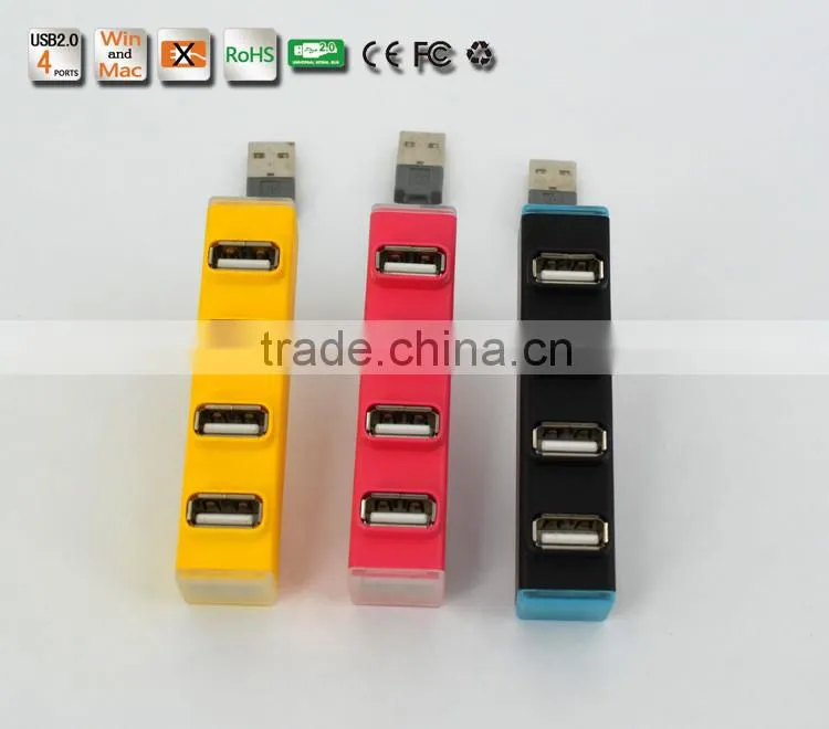 Hi-speed 4 port MINI Colorful USB 2.0 HUB 480MbPS For PC Laptop Computer