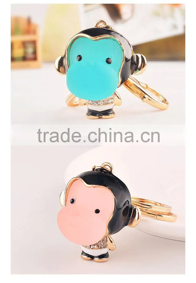 Real gold plating/metal lovely animal monkey key chain bag, cars, gifts