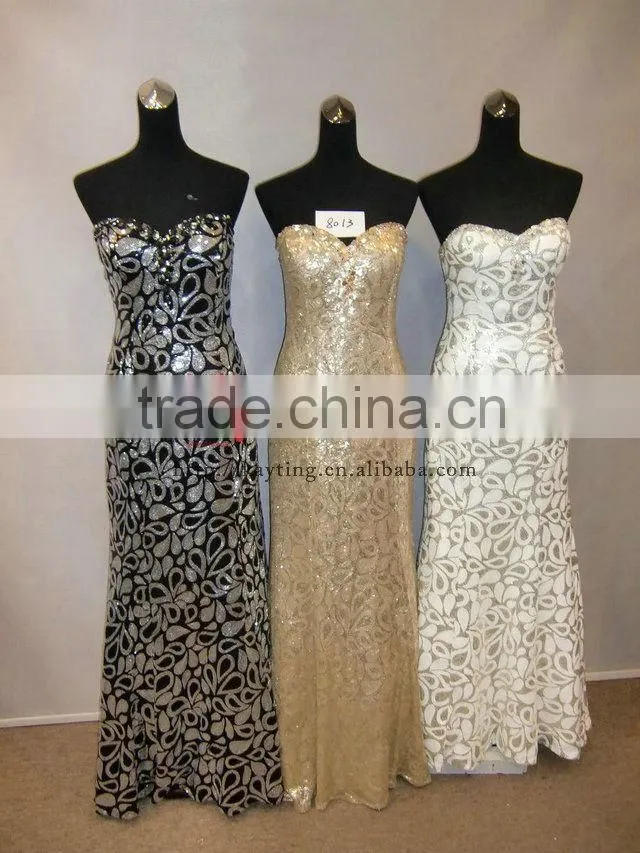 Sexy Off Shoulder Sweetheart Lace up Back Open Beaded Ready Made Evening Dress