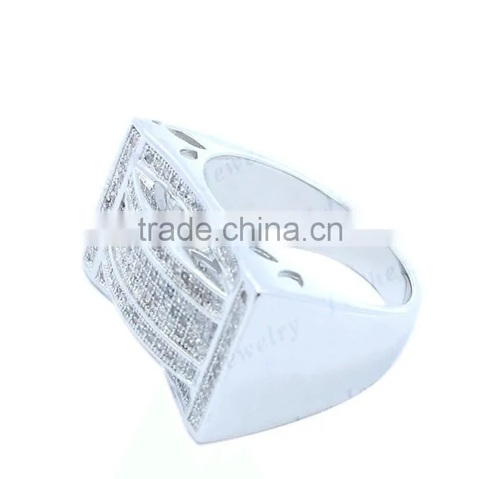 Wholesale Micro pave setting 925 sterling silver jewelry thick men ring