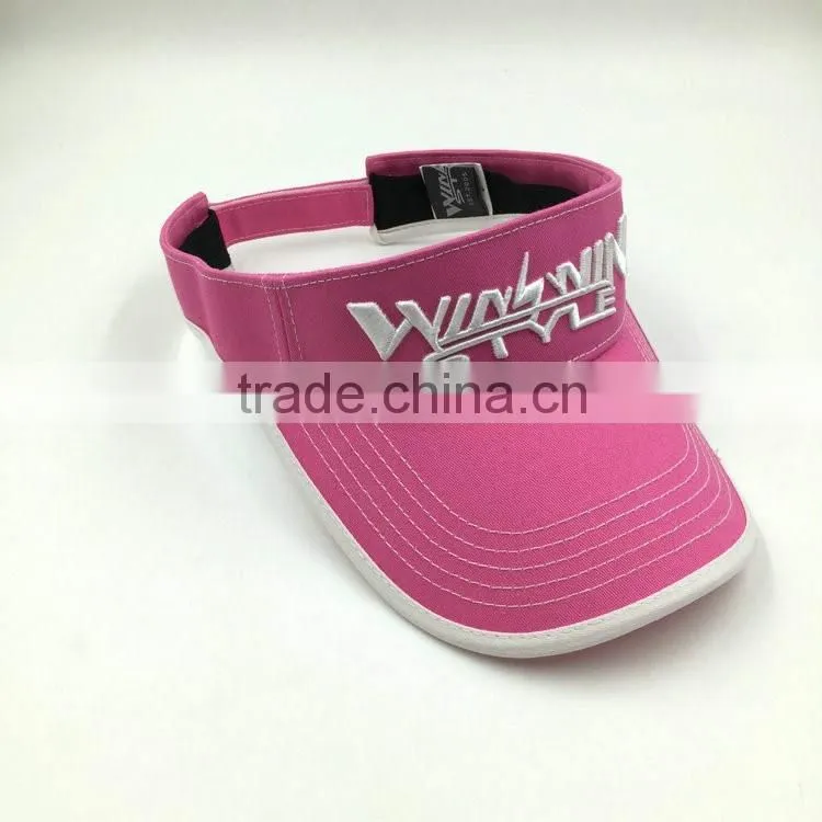 100% cotton twill 3D embroidery sun visor hats ladies