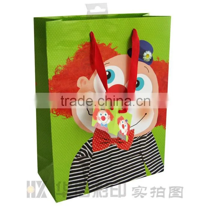 Children's Style Paper Gift Bag With Ribbon Handle