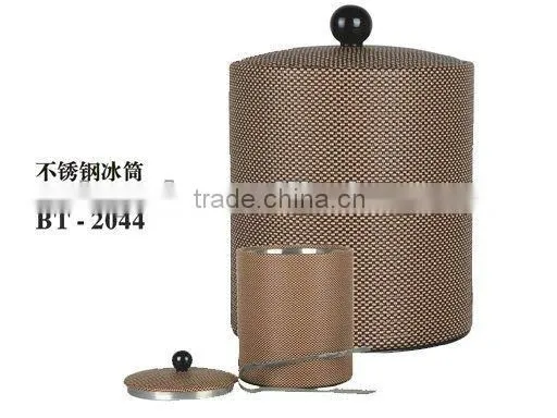 Elegant Hotel Supplies Leather Covered Stainless Steel Ice Bucket