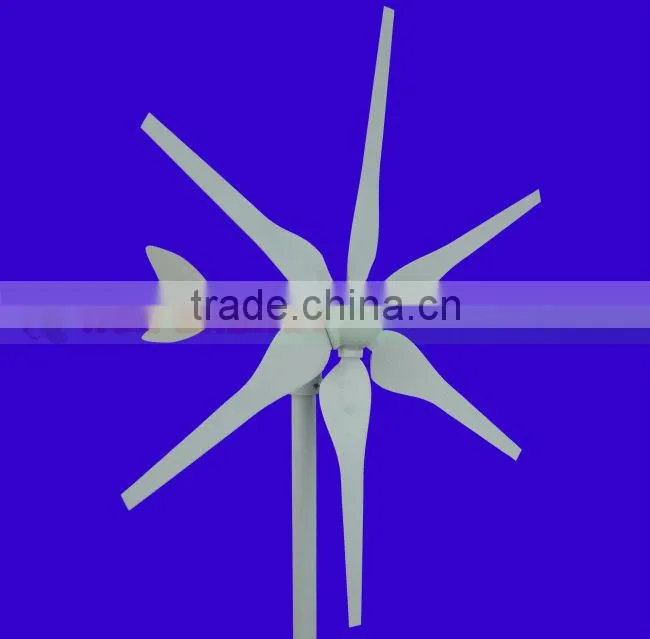 300w wind turbine generator 6 PCS blades for homes+wind/solar hybrid controller(LCD display)+600w off grid inverter