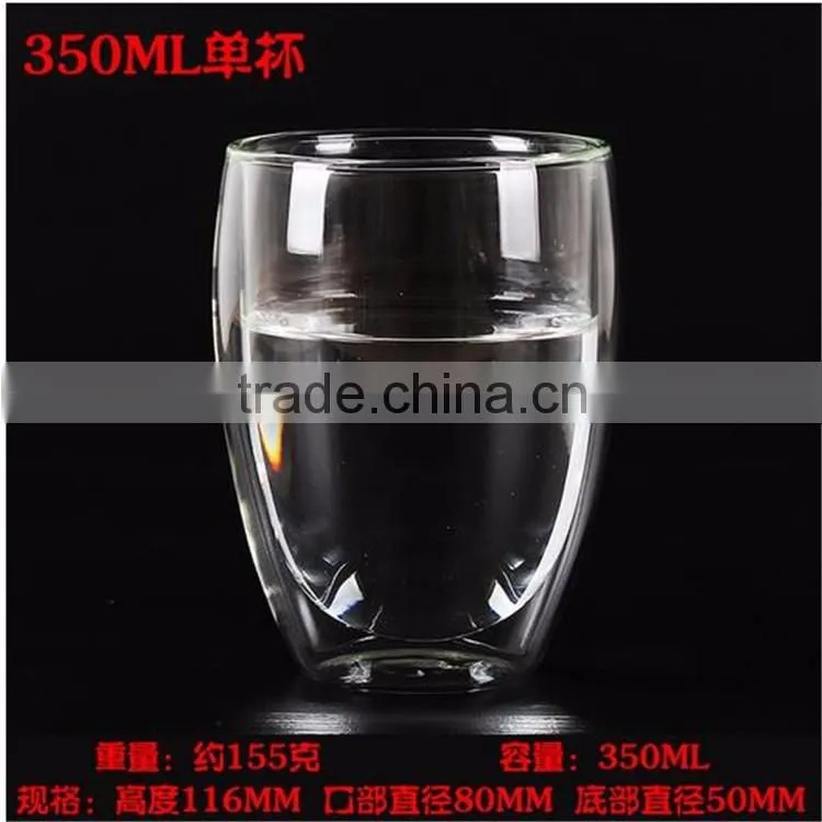 In stock! Hand-made Heat resistant Double wall borosilicate glass cup with lid wholesale