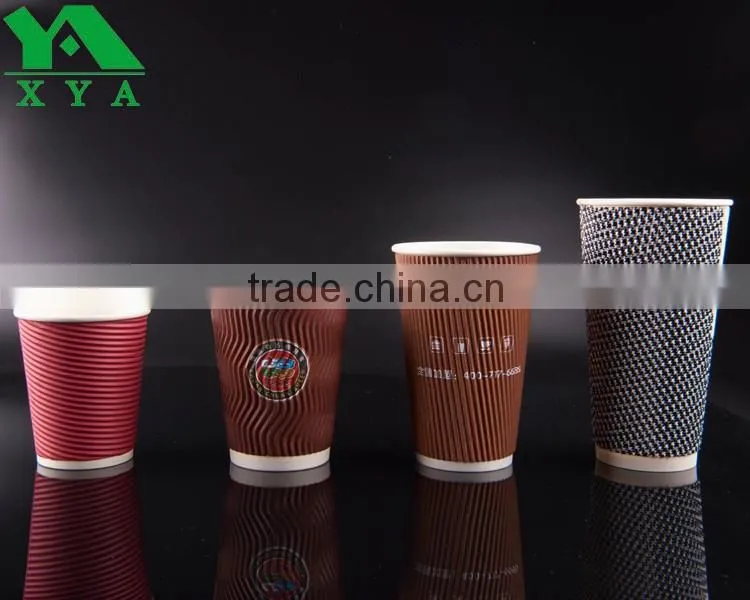 16oz logo printing kraft ripple wall paper cups