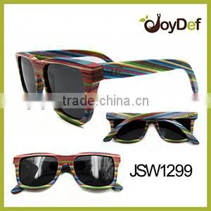 Newest design Bamboo Sunglasses with PC frame Wooden sunglasses Spring Arms small order