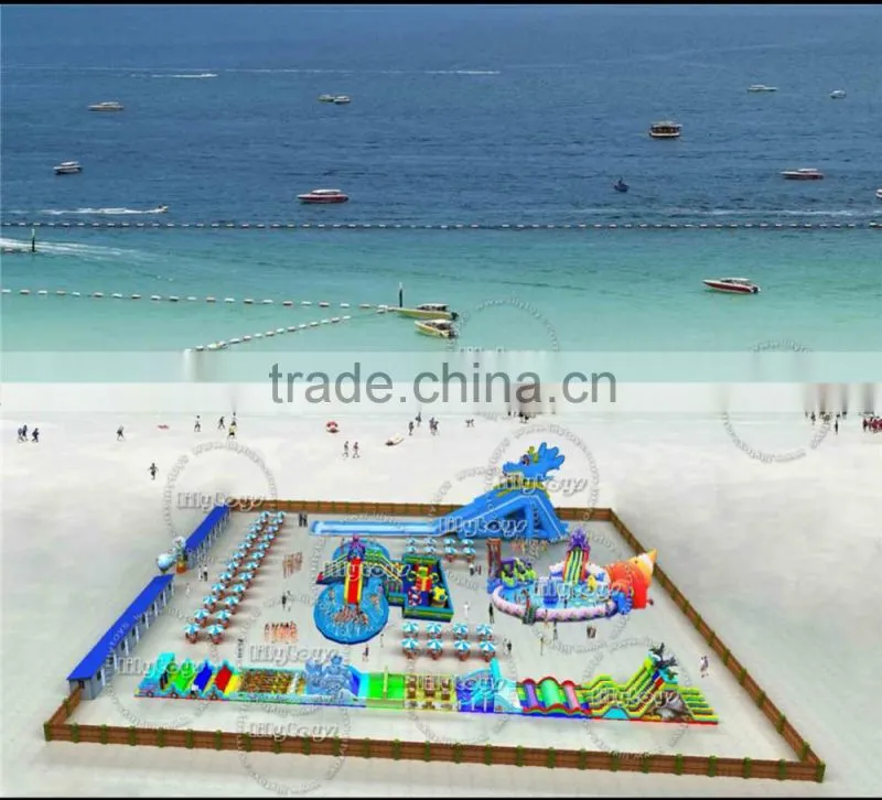 Giant frame pool water park for fun, ground water park equipment, land water park for sale