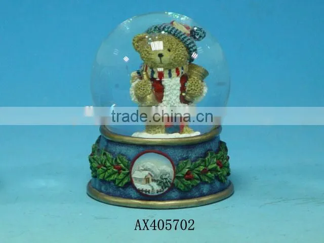 Customized music crystal glass snow ball for Christmas gift resin Craft / christmas glass snow ball