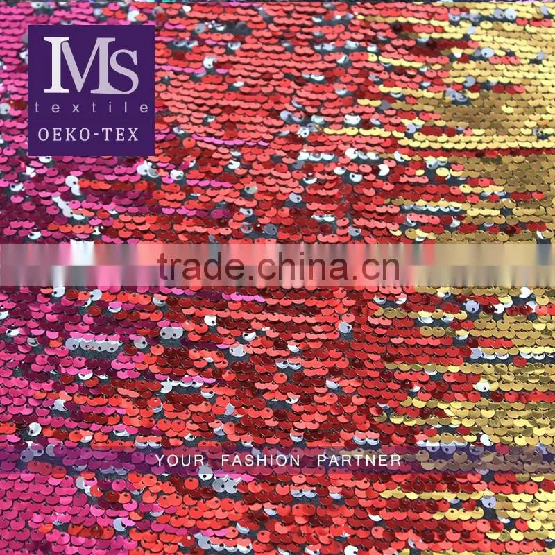 Wholesale New Arrival shiny colors textile sequin stock fabric for evening dress