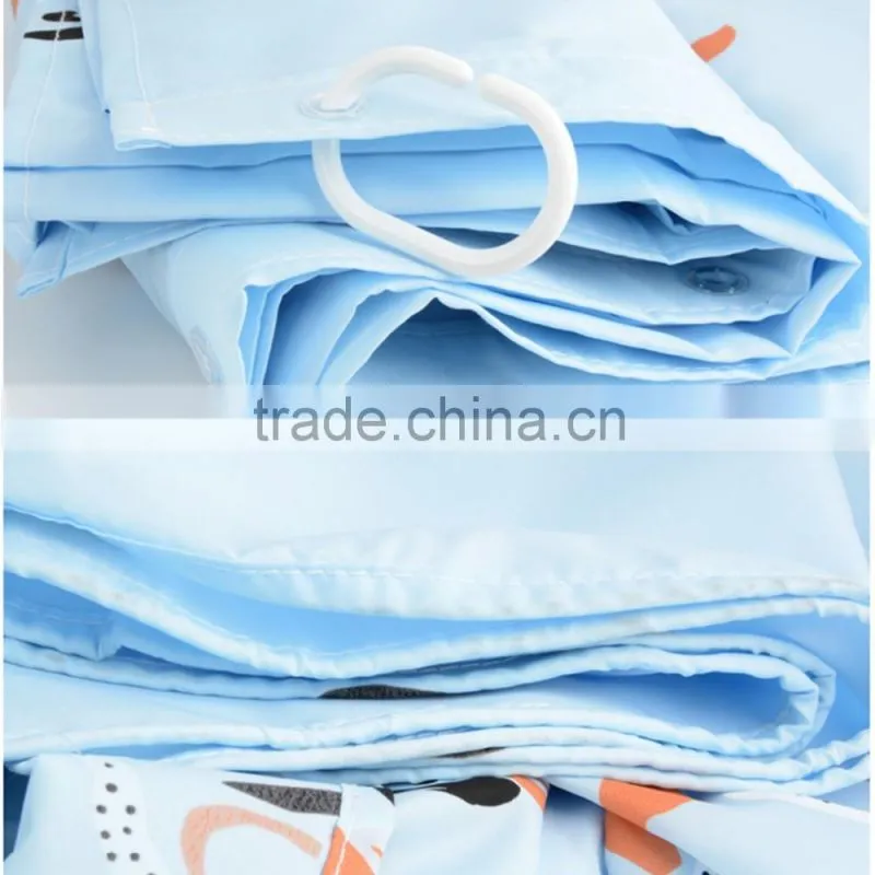 Fabric Shower Curtain Bathroom Curtain With 12 Hooks Waterproof Bath Curtain