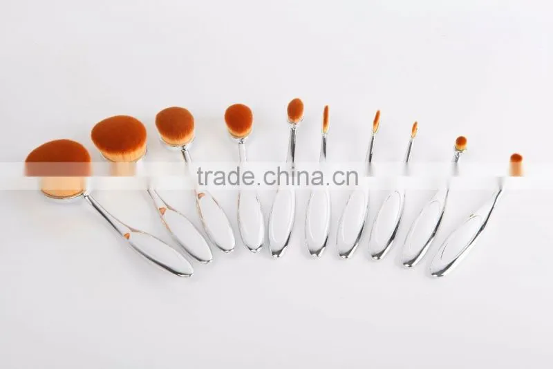 10pcs oval make up brush cosmetic, tooth brush make up set