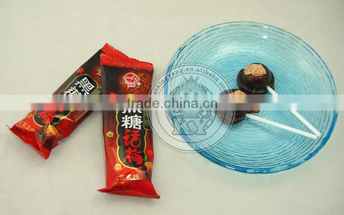 Real Fruit Center Brown Sugar Plum Sweet Lollipop Candy