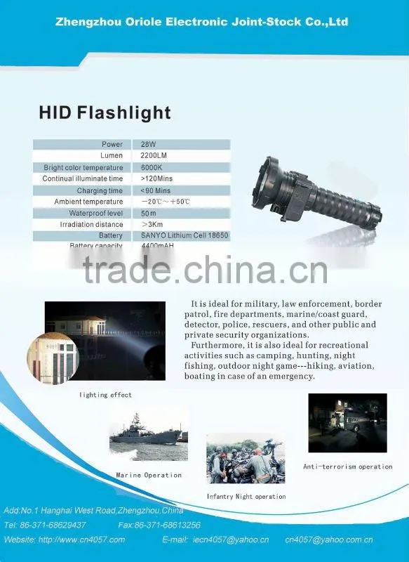 With CE Hot sale HID diving torch with 2200 lume 28W