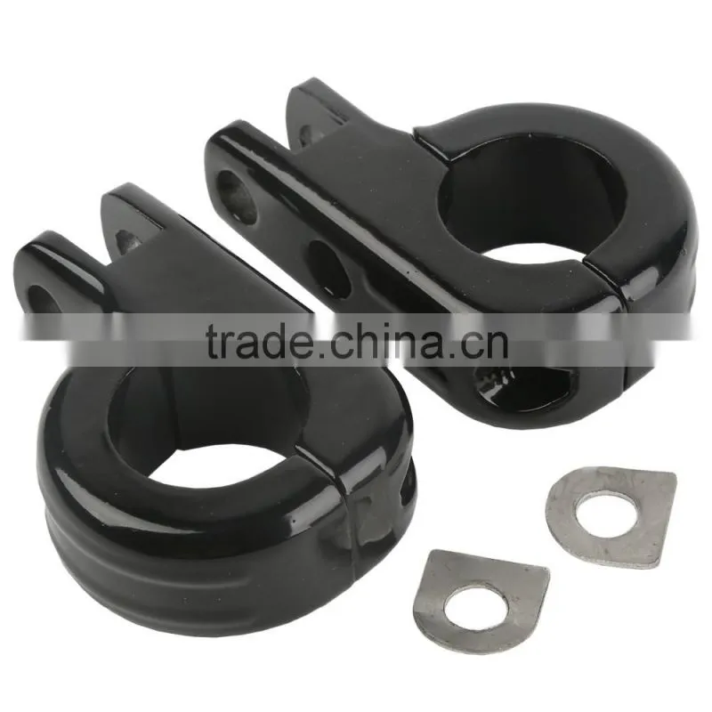 Black FootPeg Mounts for Harley 1 1/4" Engine Guard Highway Crash Bars