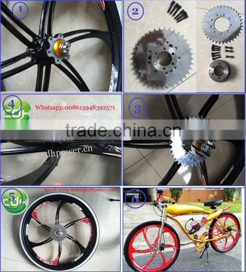 Motorized bicycle wheels, complete Wheel (front and rear) with Adapter and sprocket, 26 inch bicycle wheels