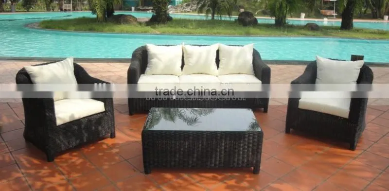 4 Pcs Outdoor Garden Plastic Rattan Sofa Set