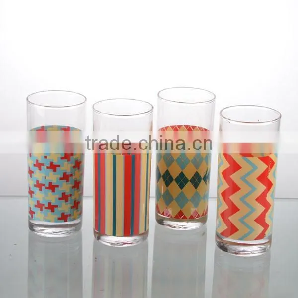 newse paper transfer old fashion water glass or vase galss