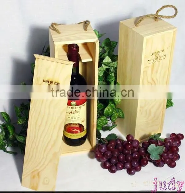 custom solid pine cheap wooden wine boxes wholesale