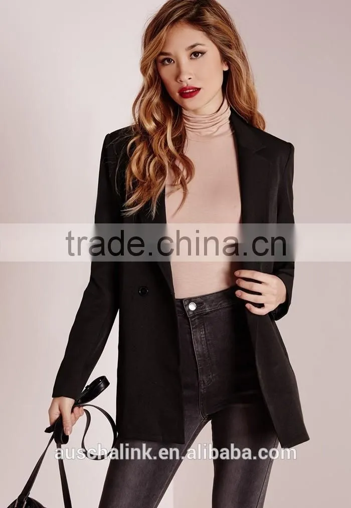 best selling ladies black woven formal blazer wholesale