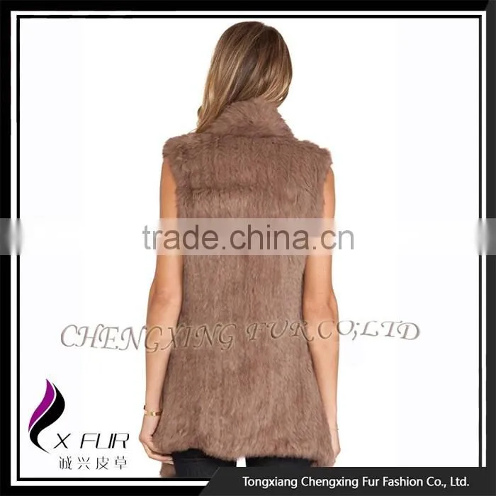 CX-G-B-271C Rex Rabbit Fur Flower Elegant Women Fur Fashion Girl Waistcoat