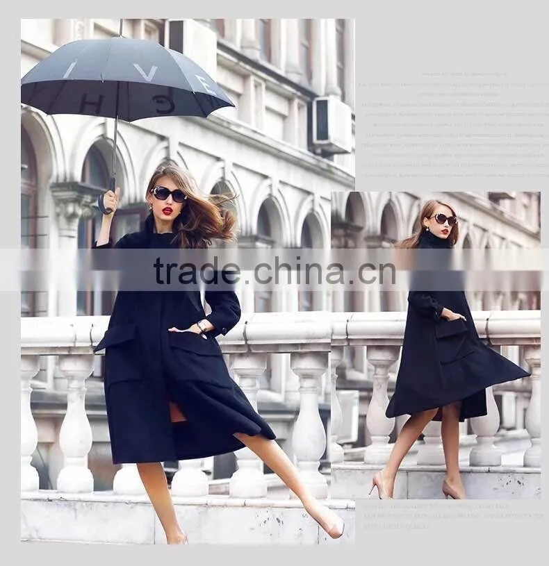 100% hand made classical black winter women coat