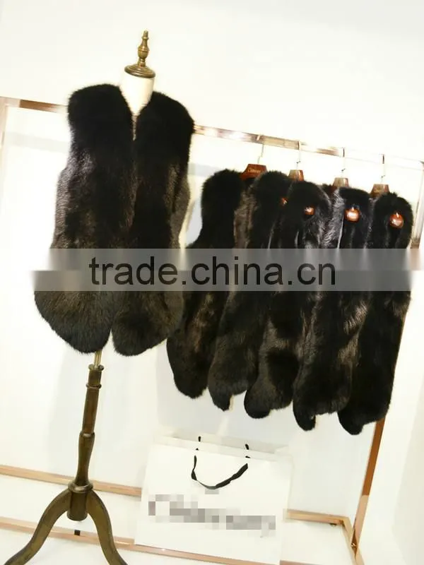 2017 New Fluffy High Quality Real Fox Fur Vest Women in Blue and Red PC-256