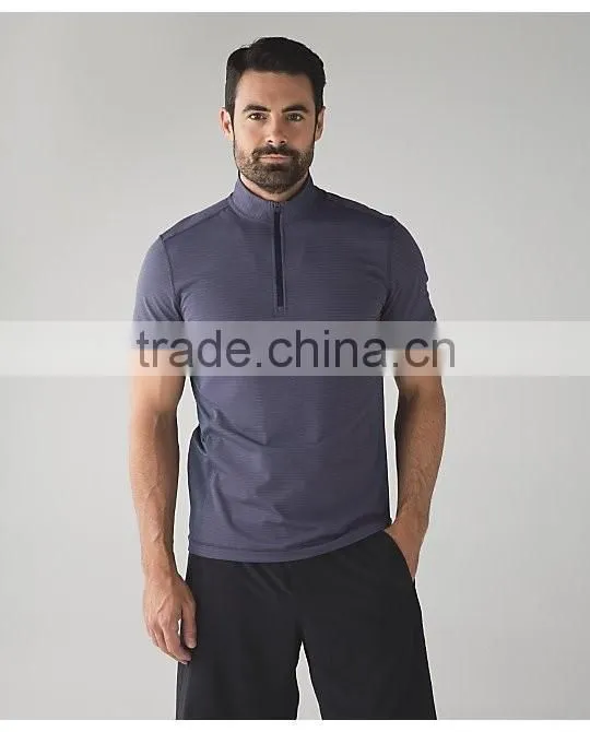 Classical Solid Color Contrast Piping 1/4 Zipped Pullover Sport Sweatshirt