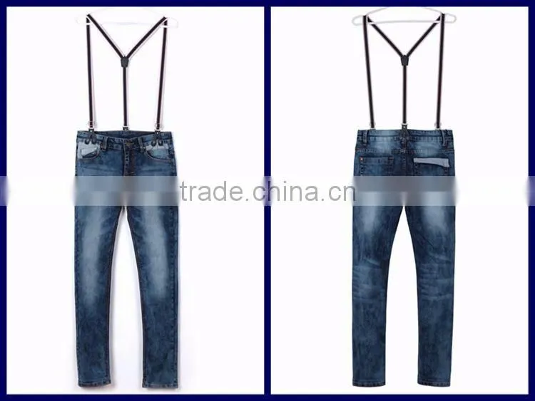 OEM Service suspender trousers fashion kids denim jeans plus size rompers