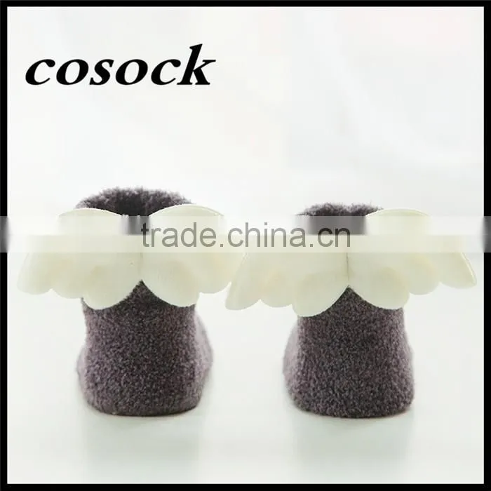 Rainbow color baby clothes little angel fuzzy non-slip socks for newborn infant