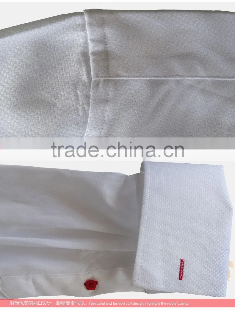 2017 Men's 100% cotton luxury dress formal white solid roll collar shirts wholesale french cuff