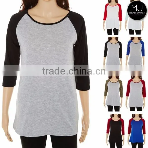 FACTORY wholesale colorful 3/4 sleeve raglan