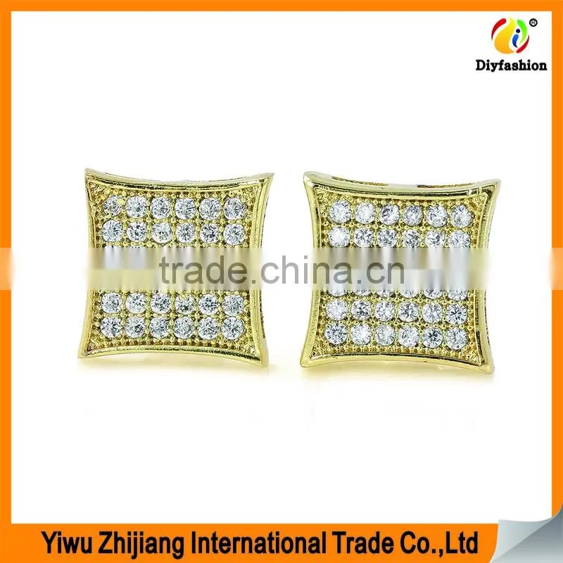 2017 new fashion Set auger inlay zircon Platinum plating rhombus earrings