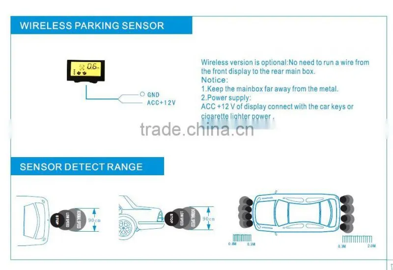 Hot sale Wireless Reverse parking sensor with LCD display