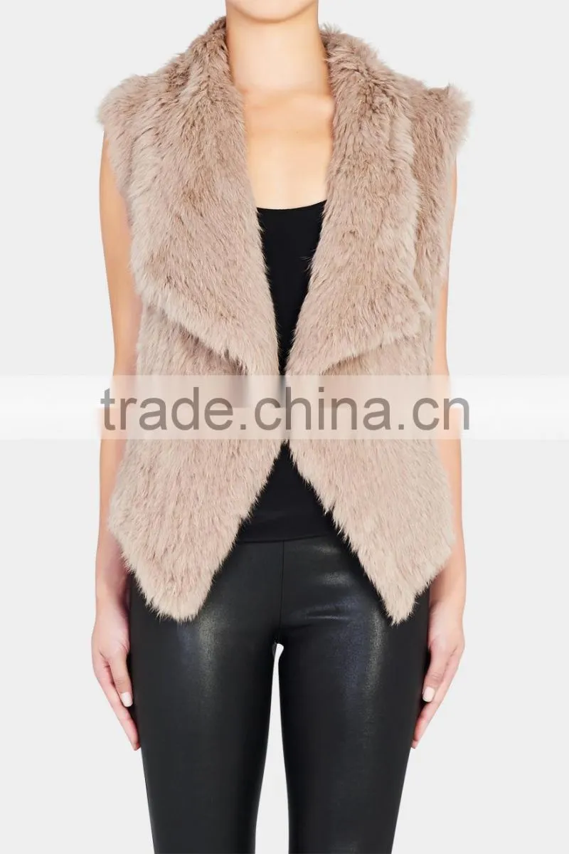 YR827 1*1 knit top quality Fashion design factory quality Ladies rabbit fur gilet