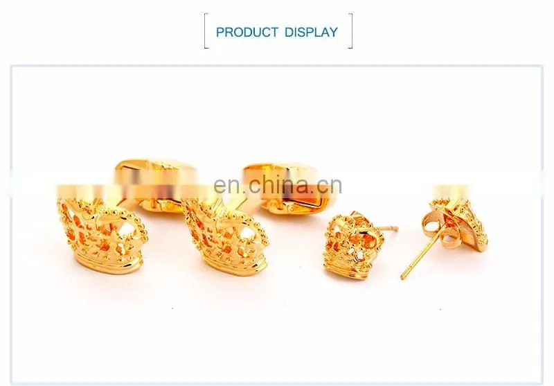 High Quality Luxurious Cuff Links Gifts Shirt Gold Cufflinks and Earrings Set for Couples