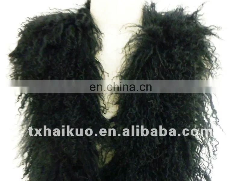 Ladies black fur vest with snap button