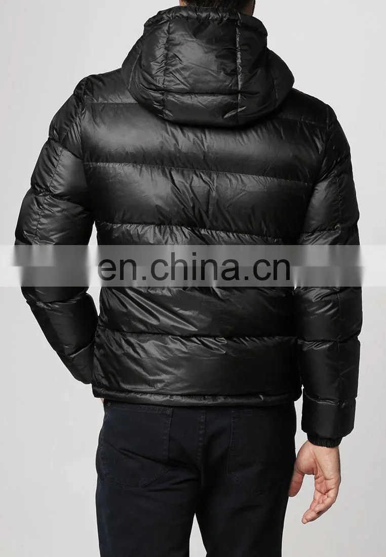 men artificial down jacket detachable hood