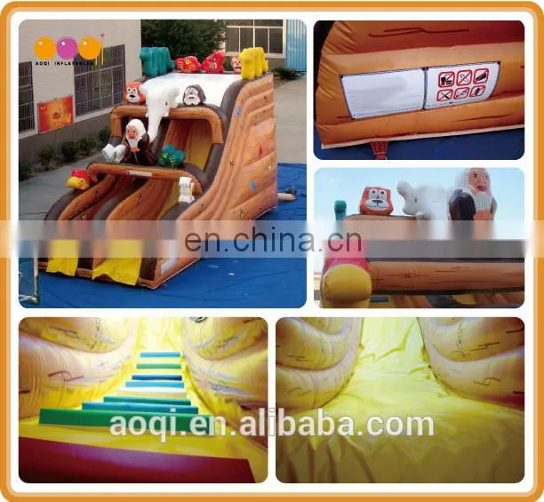 AOQI funny amusement park equipment blown inflatable standard slide outdoor sport game cartoon inflatable slide for kid