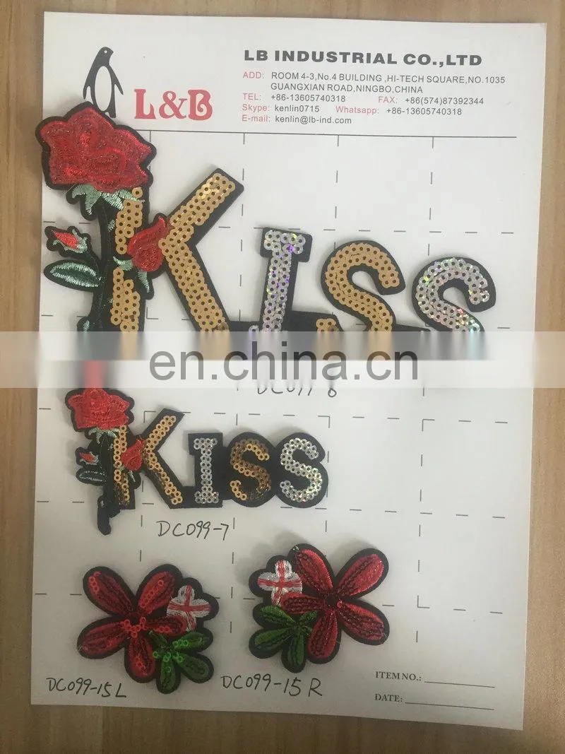 hot sale fahsion 3D rose sequin Patch with glue
