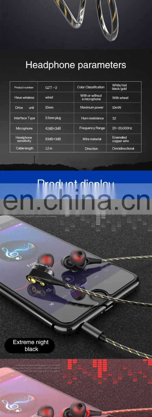 Golden Sky 2020 Hot Sell Free Sample Headphone Earphone Sport In Ear Earphone Gaming Headset Headphone Headset Wired Earphone