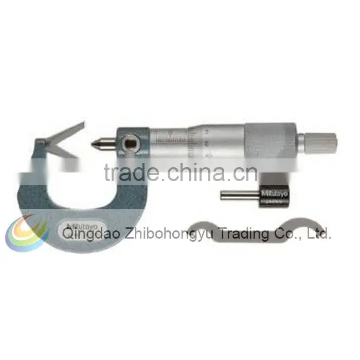 Mitutoyo 114-103 V-Anvil Micrometer for 3 Flutes Cutting Head, Ratchet Stop