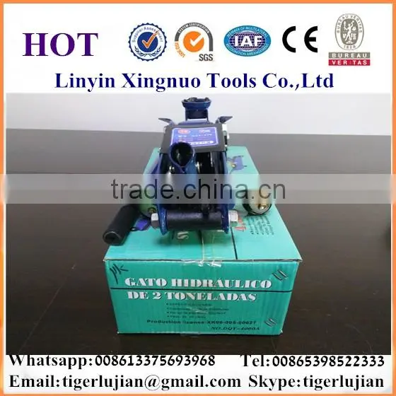 2016 arrival hot selling in China famous brand name Xingnuo 2-ton capacity car hydraulic blue color portable car lift jack