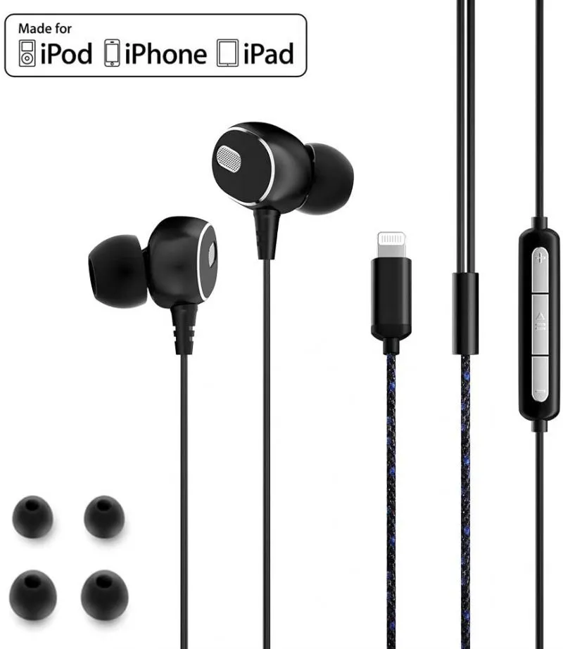 Lighting factory headphones price earphones earbuds for iphone7 MFi certified gaming headset