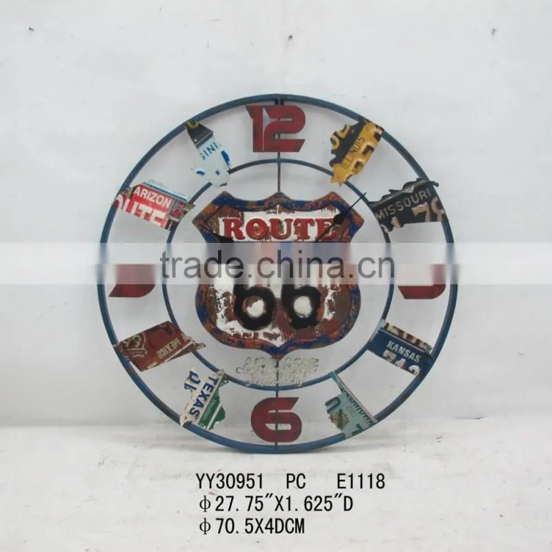 Factory decorative antique bird metal wall round clock