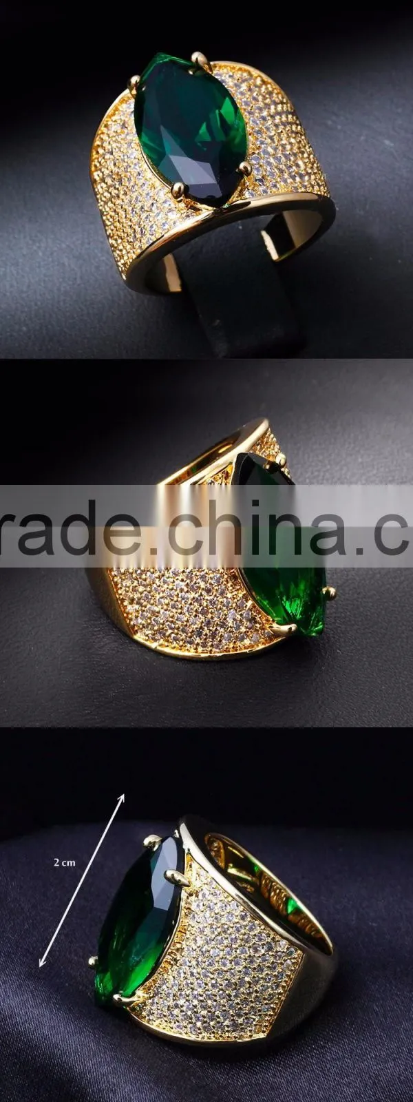 Dongguan Factory Direct Cocktail Jewelry Color Stone Zircon Red Blue Green Ring