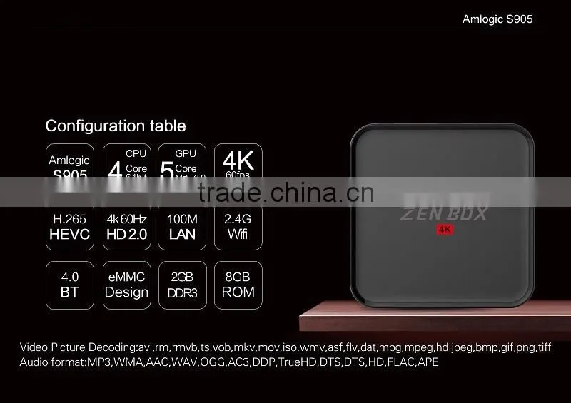 New Professional Brand Zen-Box 2GB DDR3 S905 HD 4K2K KODI IPTV Receiver Quad Core Android TV Box
