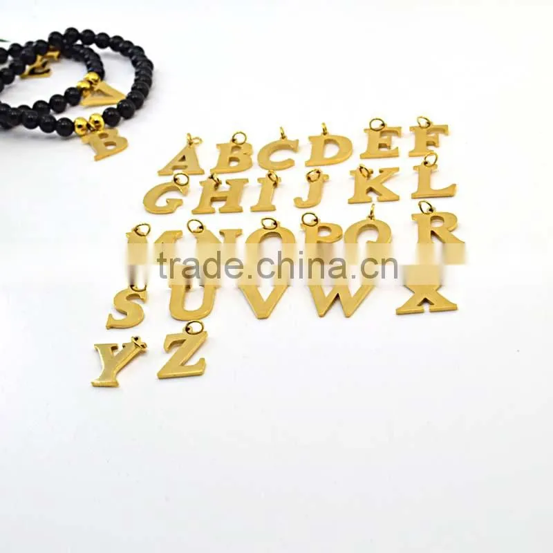 Custom fashion bracelet with 26 letter pendant choose black bead bracelet