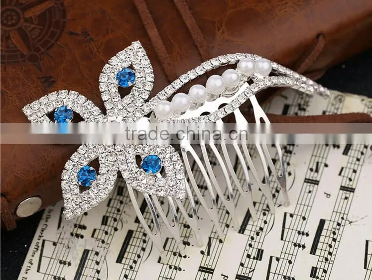 Cheap and high quality korea style plated flower bridal hair comb accessory